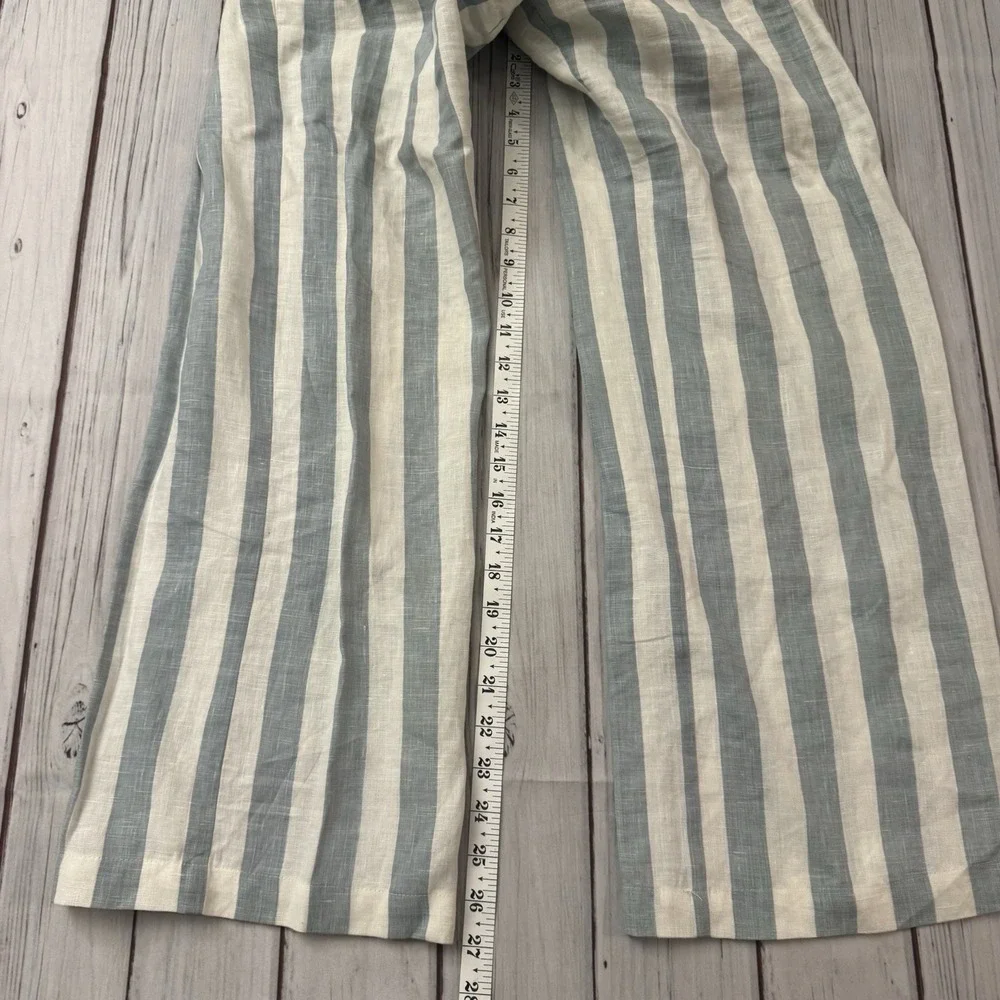 Reformation Striped Blue and Cream Linen-Blend Jumpsuit